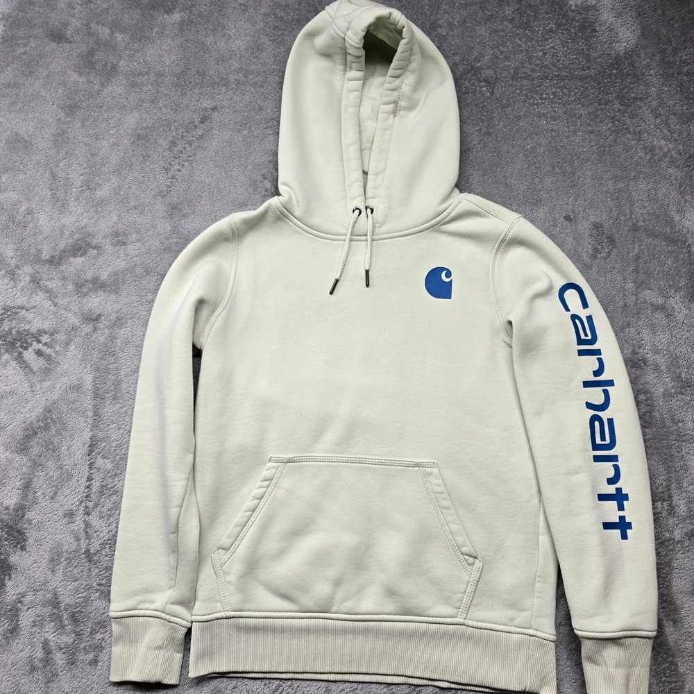Carhartt Womens Relaxed Fit Logo Hoodie Womens XS Light Green TS0288-W Logo Soft